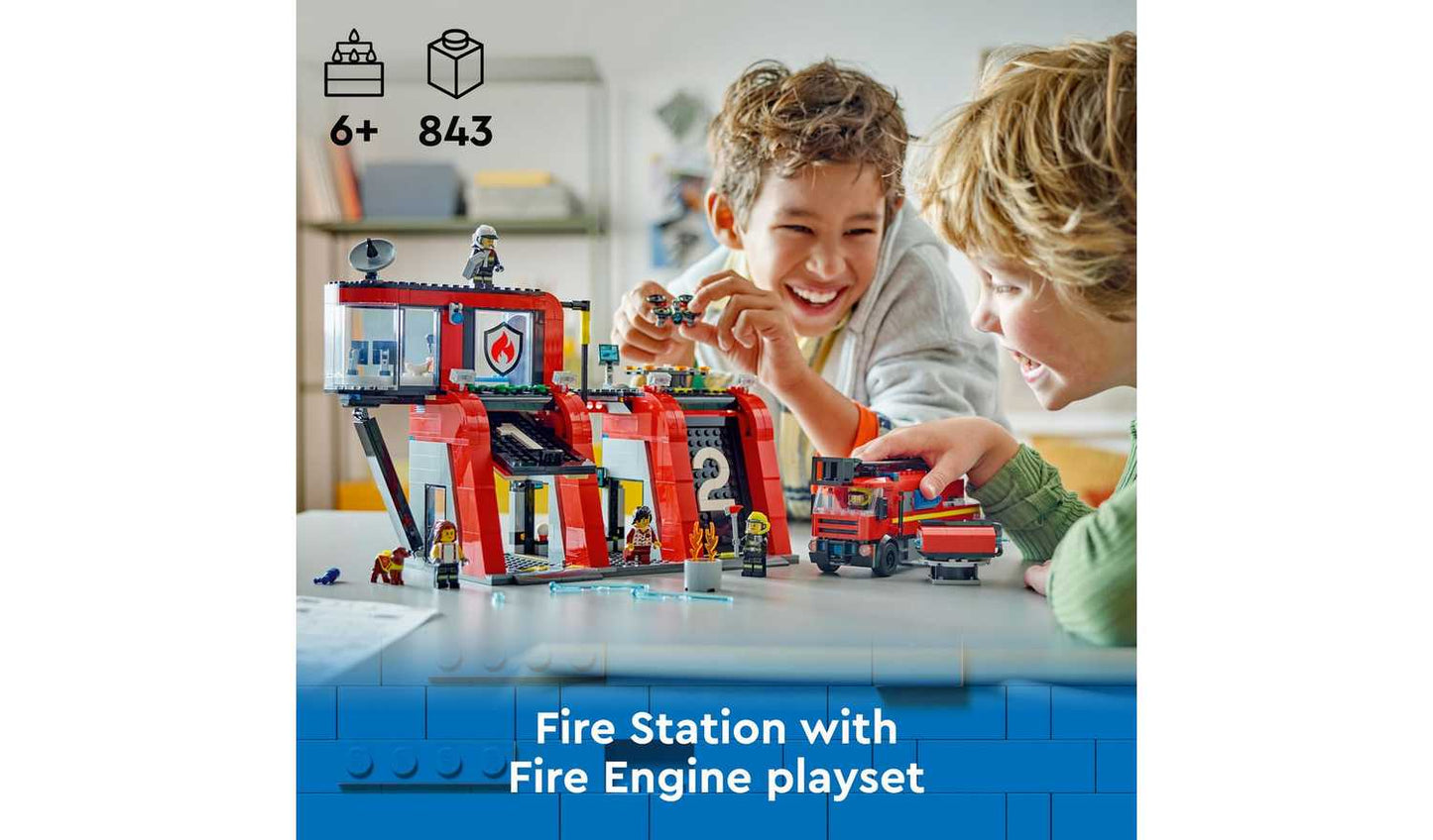 LEGO City Fire Station with Fire Engine Toy Playset 60414