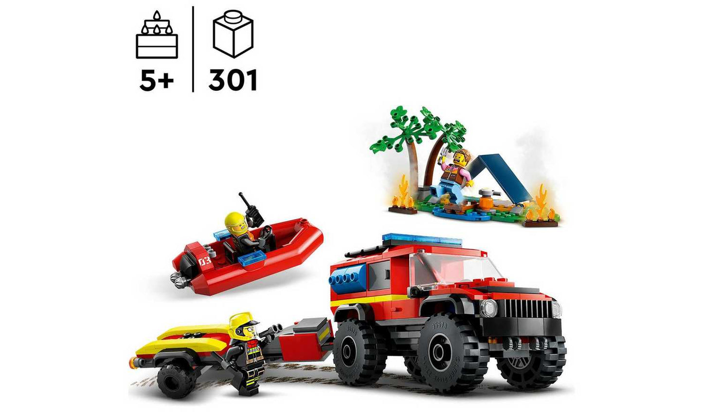 LEGO City 4x4 Fire Engine with Rescue Boat Toys 60412