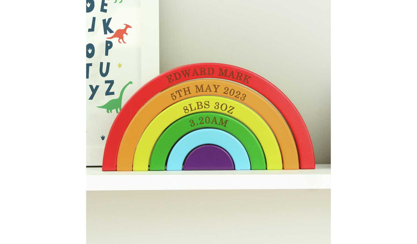Personalised Message Wooden Rainbow Stacker