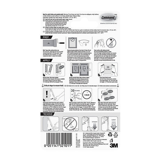 3M Command White Picture hanging Adhesive strip (Holds)5.4kg, Pack of 4