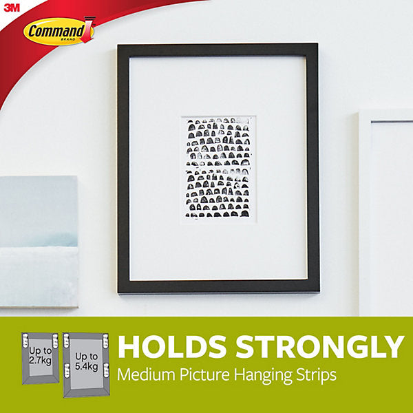 3M Command White Picture hanging Adhesive strip (Holds)5.4kg, Pack of 4