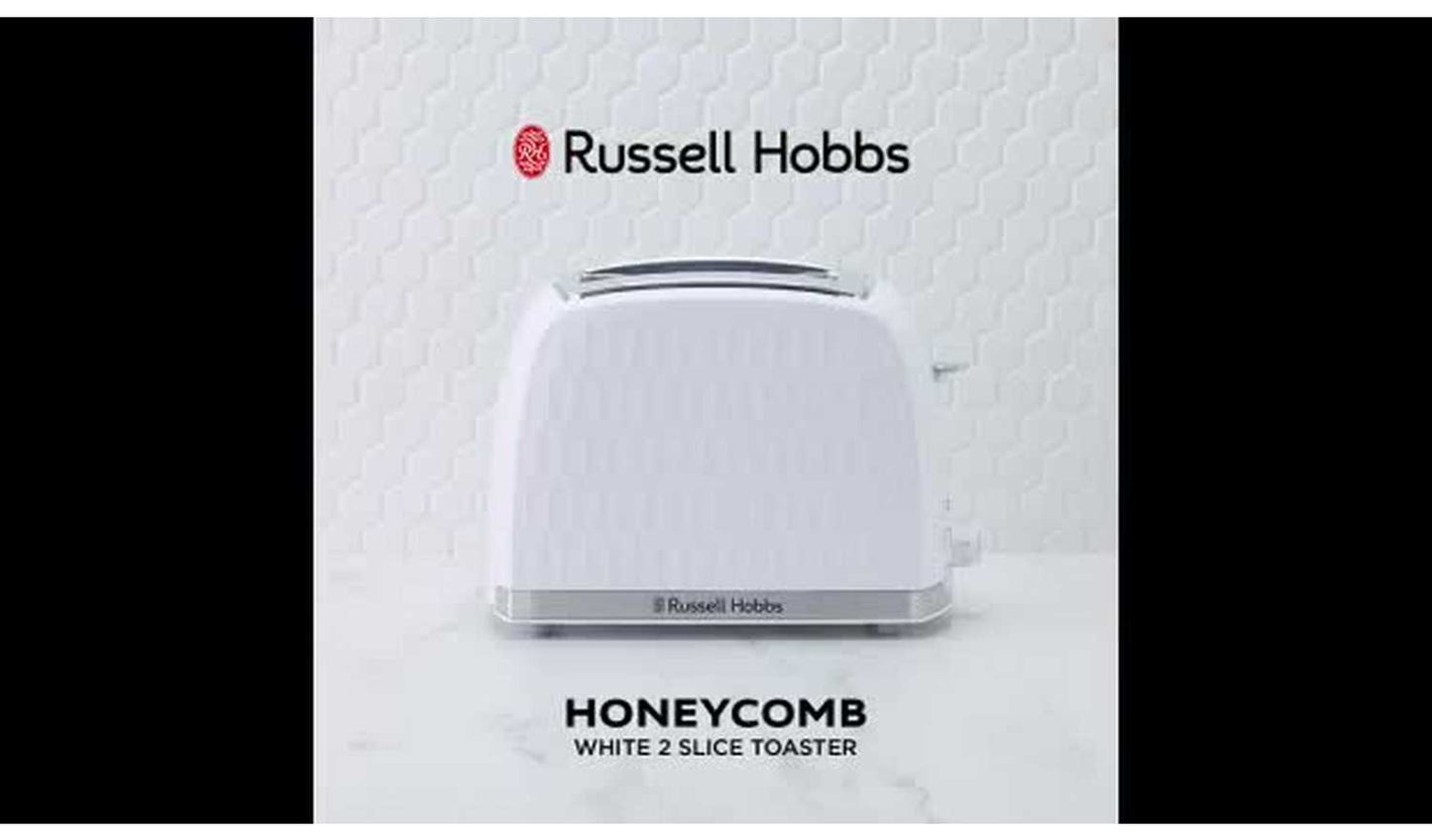 Russell Hobbs Honeycomb 2 Slice White Plastic Toaster 26060