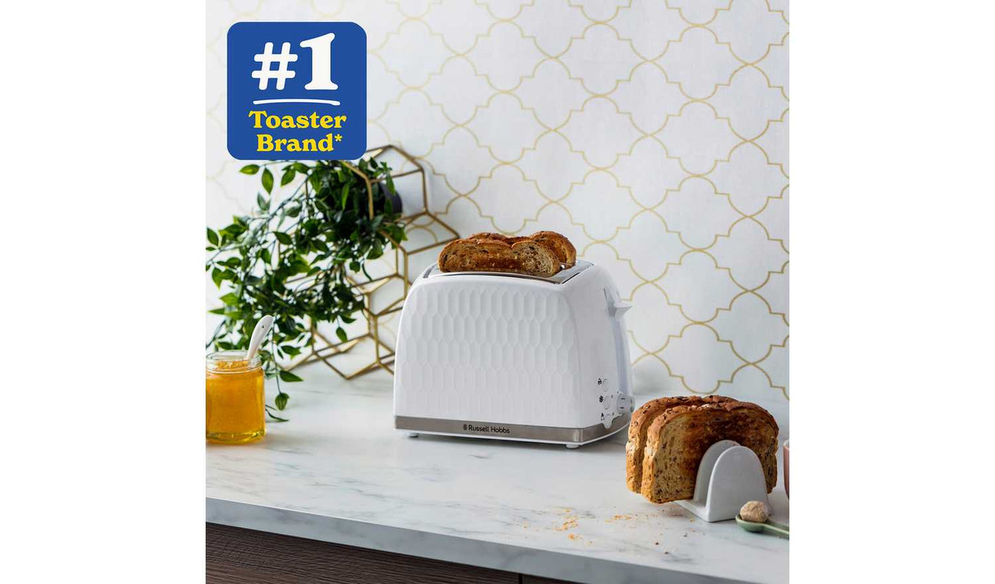 Russell Hobbs Honeycomb 2 Slice White Plastic Toaster 26060