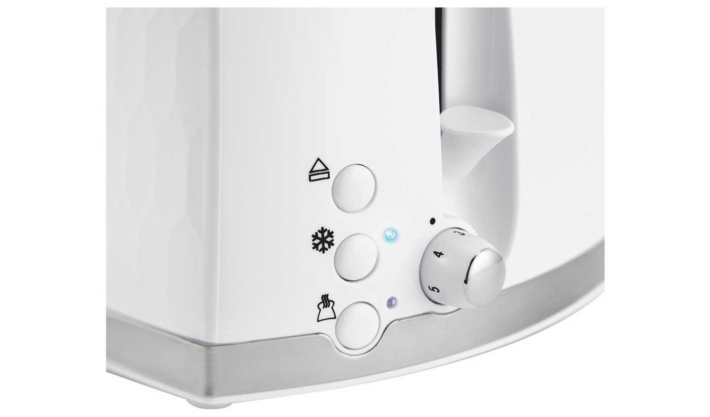 Russell Hobbs Honeycomb 2 Slice White Plastic Toaster 26060