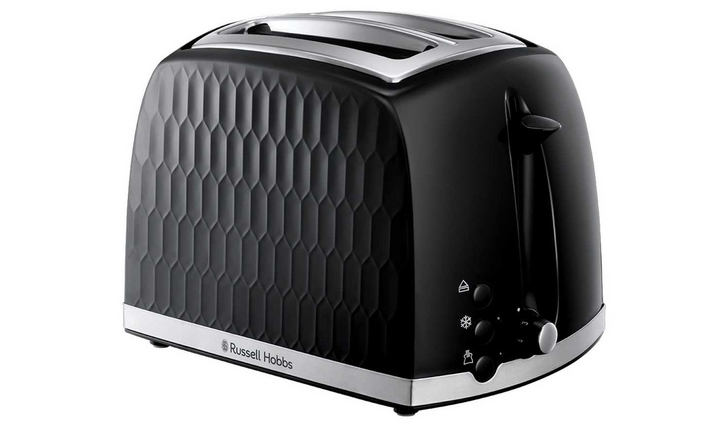 Russell Hobbs Honeycomb 2 Slice Black Plastic Toaster 26061