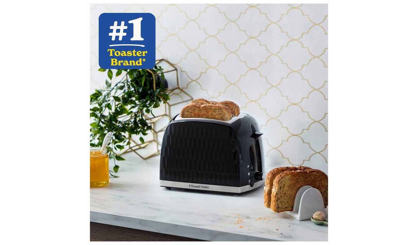 Russell Hobbs Honeycomb 2 Slice Black Plastic Toaster 26061