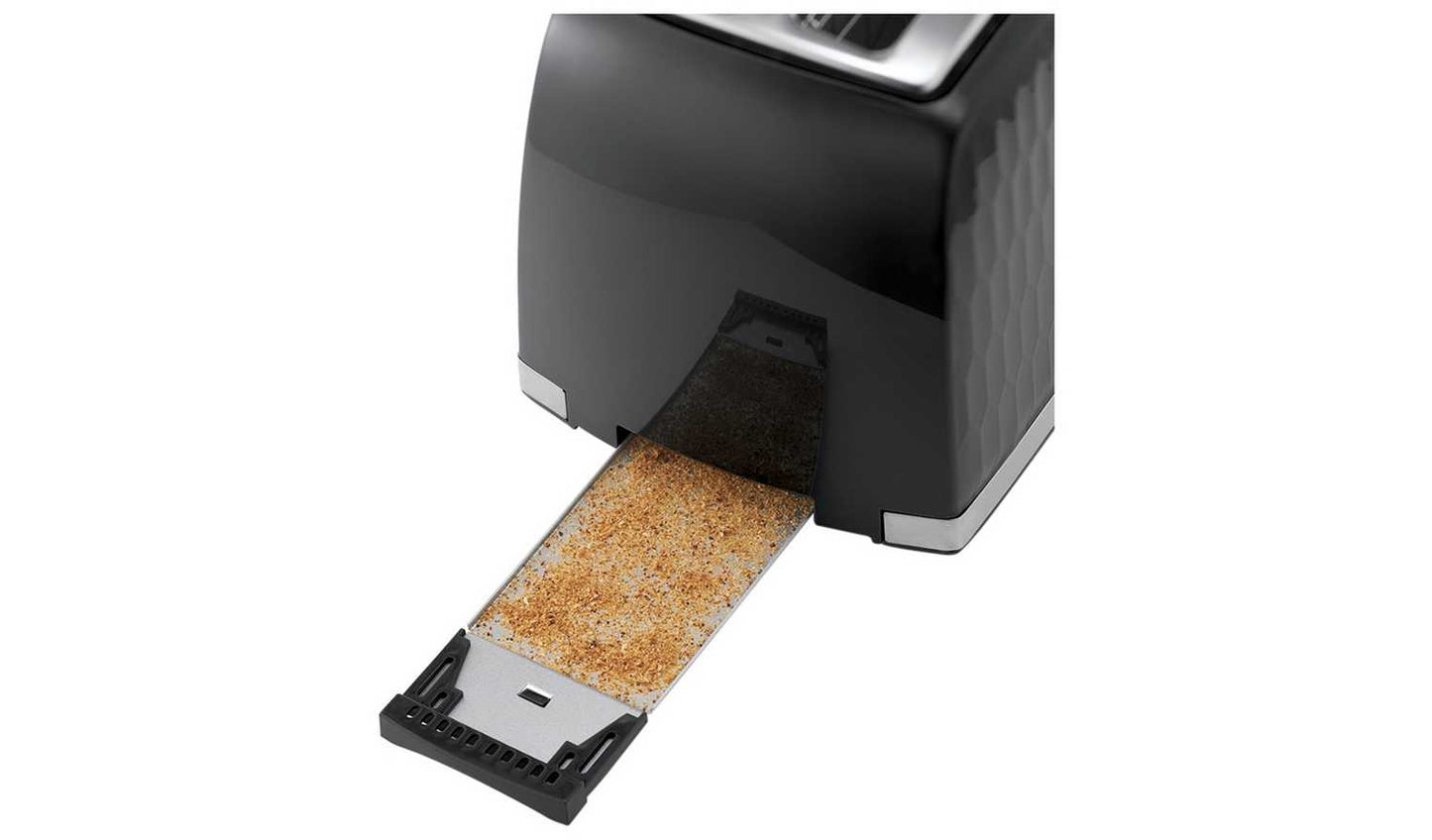 Russell Hobbs Honeycomb 2 Slice Black Plastic Toaster 26061