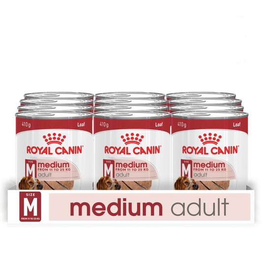 Royal Canin Medium Adult Wet Dog Food In Loaf Can 12x410g