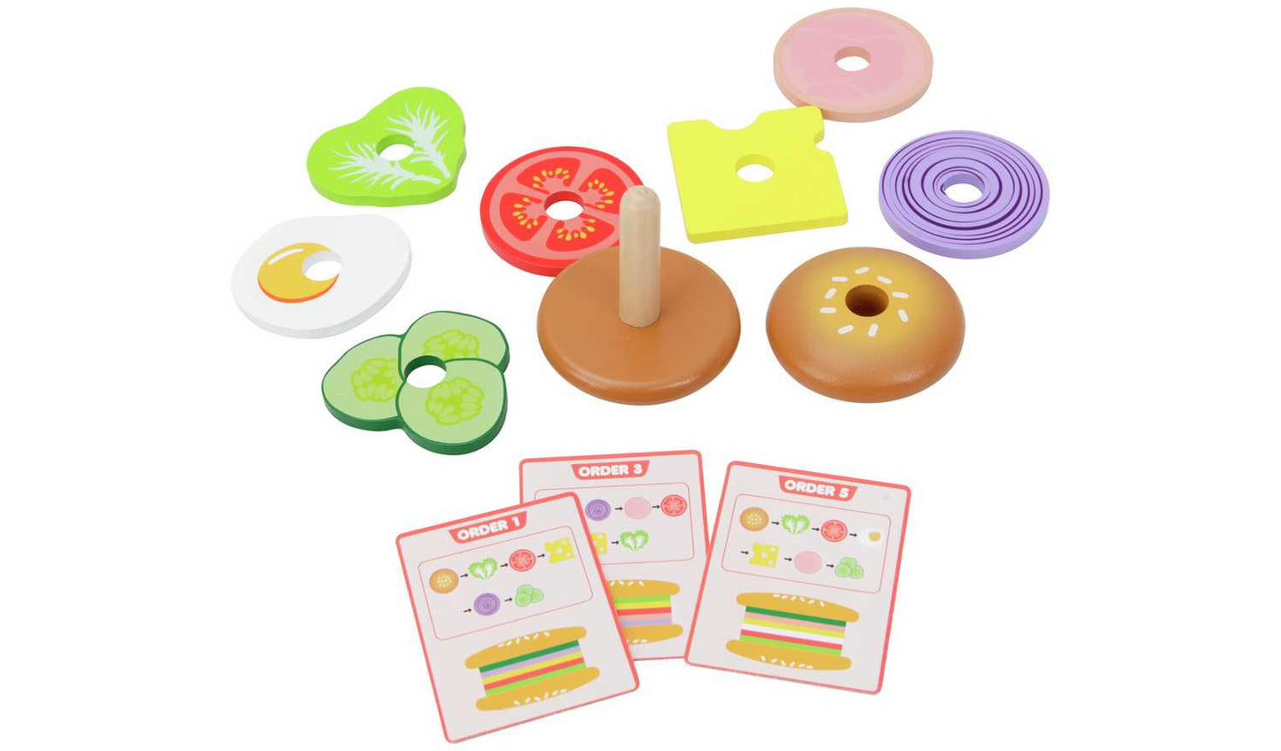 Chad Valley Wooden Burger Stack Game