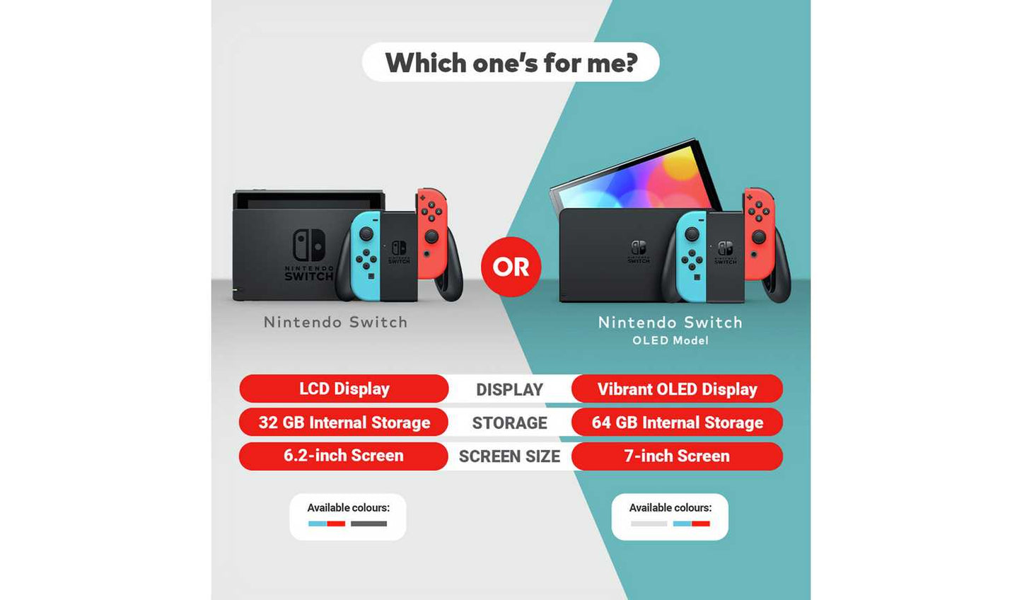 Nintendo Switch Console - Neon with improved battery