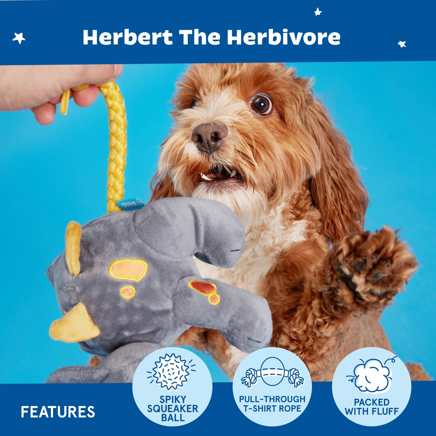 BARK Herbert the Herbivore Rope Squeaky Dog Toy