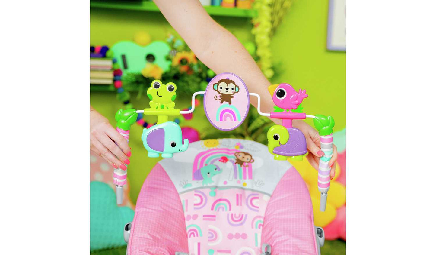 Bright Starts Pink Paradise Vibrating Bouncer