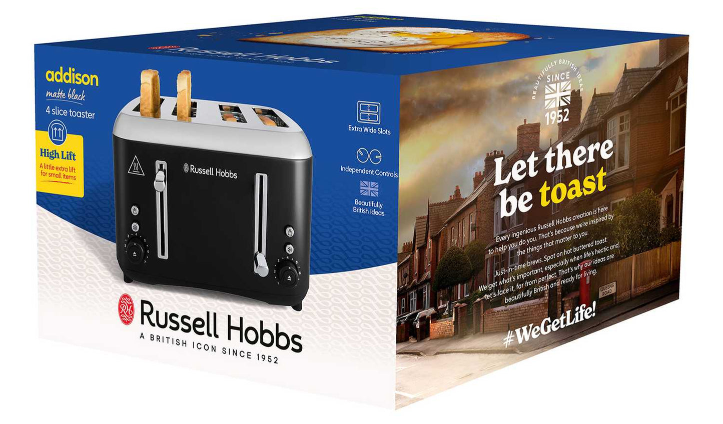 Russell Hobbs Addison Matte Black 4 Slice Toaster 27740