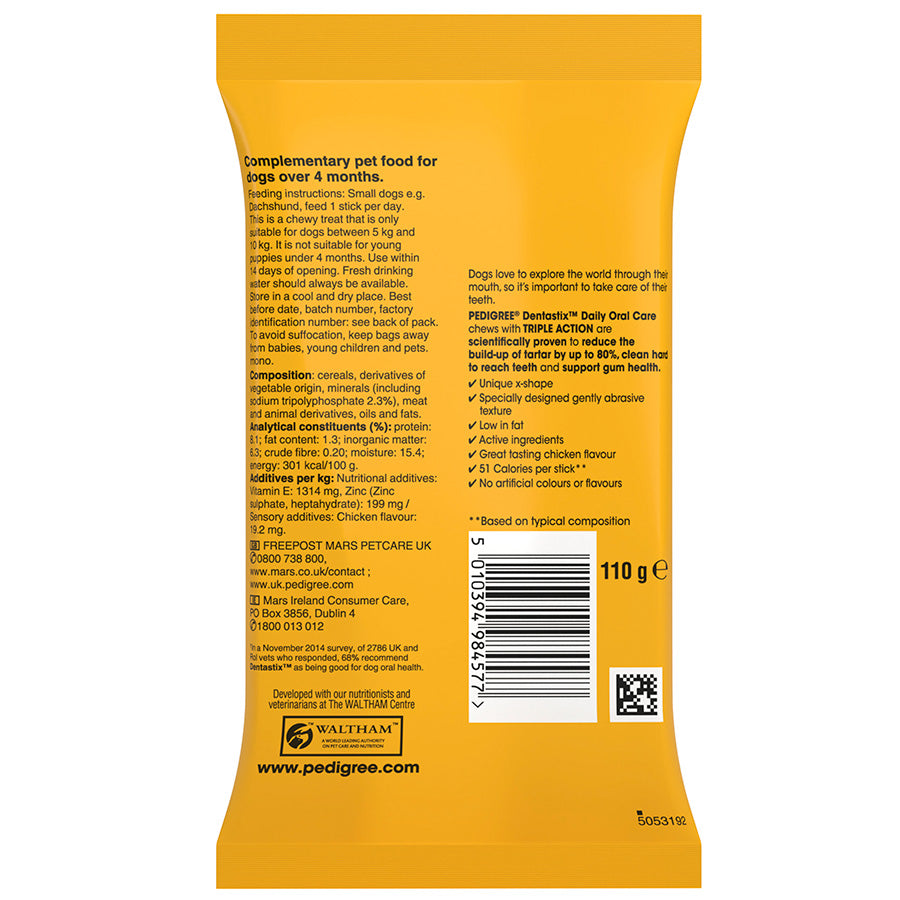 Pedigree Dentastix Daily Dental Treats Small Adult Dog 7 Pack