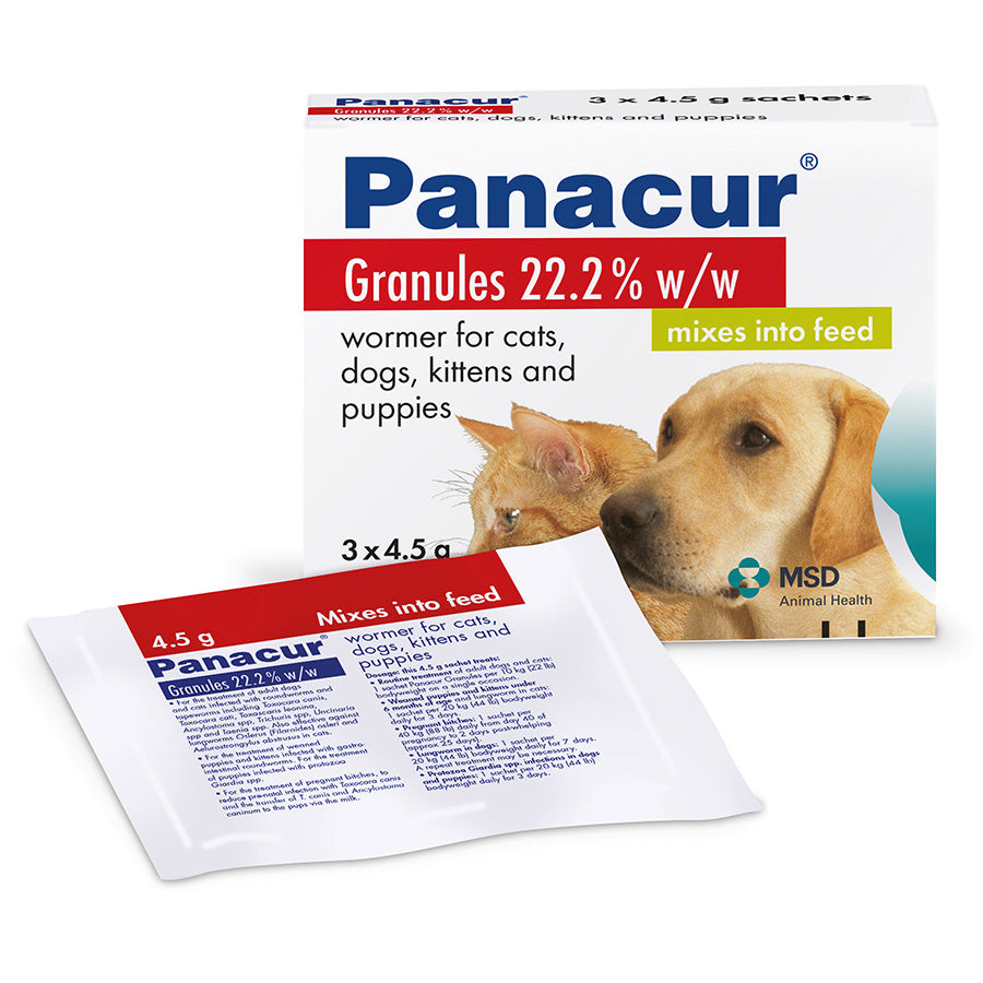 Panacur Worming Granules for Cats, Kittens, Dogs & Puppies 3x4.5g