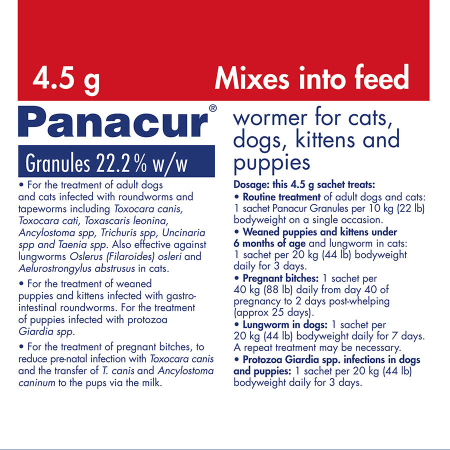 Panacur Worming Granules for Cats, Kittens, Dogs & Puppies 3x4.5g
