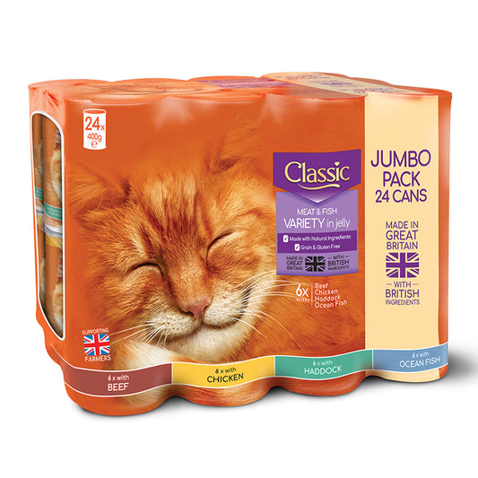 Classic Wet Cat Food Meat & Fish In Jelly 24x400g