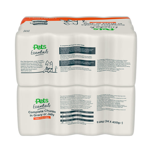 Pets Essentials Mixed Variety Adult Wet Dog Food 24x400g