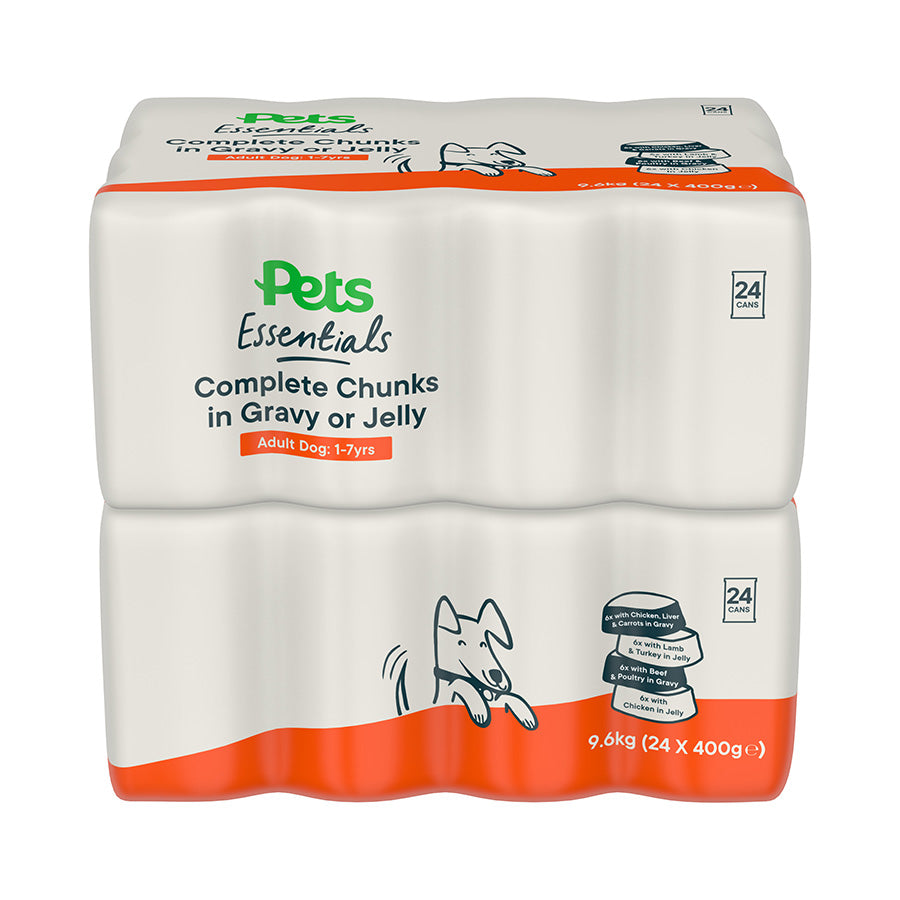 Pets Essentials Mixed Variety Adult Wet Dog Food 24x400g