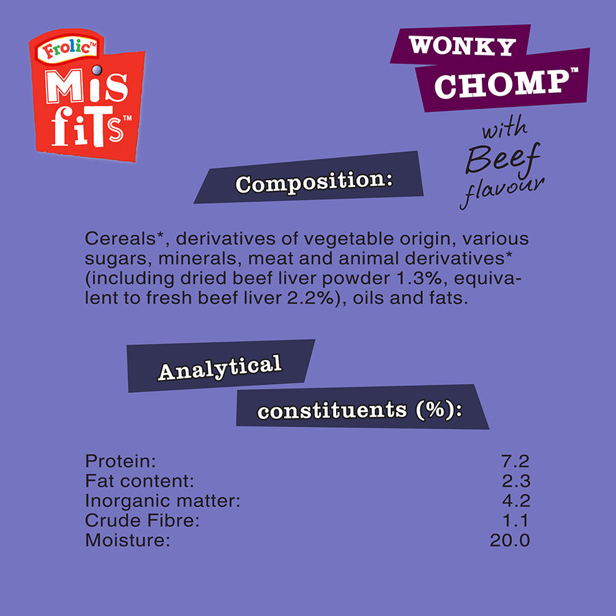 Misfits Wonky Chomp Medium Breed Adult Dog Treats Liver 170g