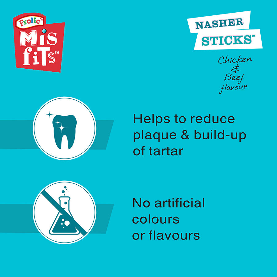 Misfits Nasher Sticks Large Breed Adult Dog Treats with Chicken & Beef 7 Pack 270g