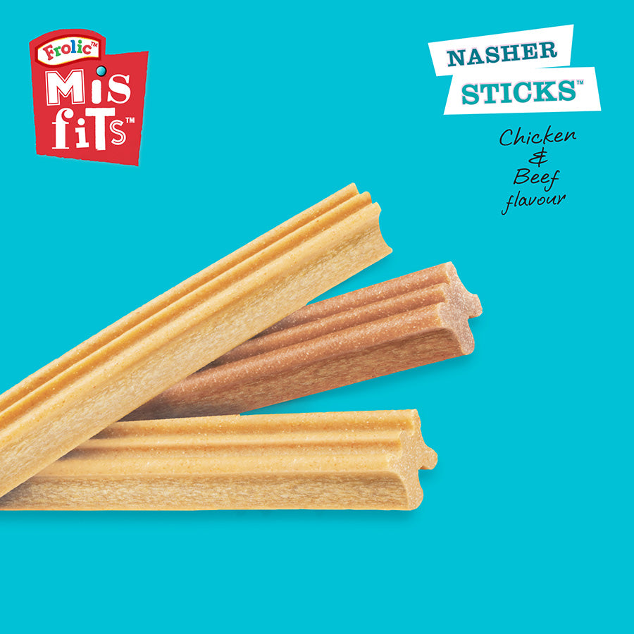 Misfits Nasher Sticks Large Breed Adult Dog Treats with Chicken & Beef 7 Pack 270g