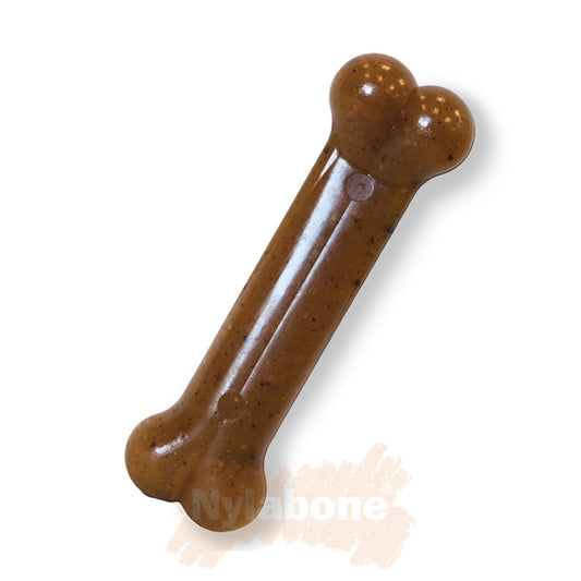 Nylabone Puppy Chew Toy Chicken Plastic Bone Brown