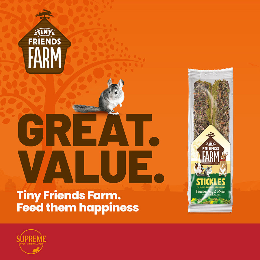 Tiny Friends Farm Stickles Small Animal Treats Hay and Herbs 100g