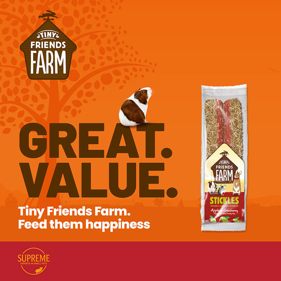 Tiny Friends Farm Stickles Small Animal Treats Apple and Cranberry 100g