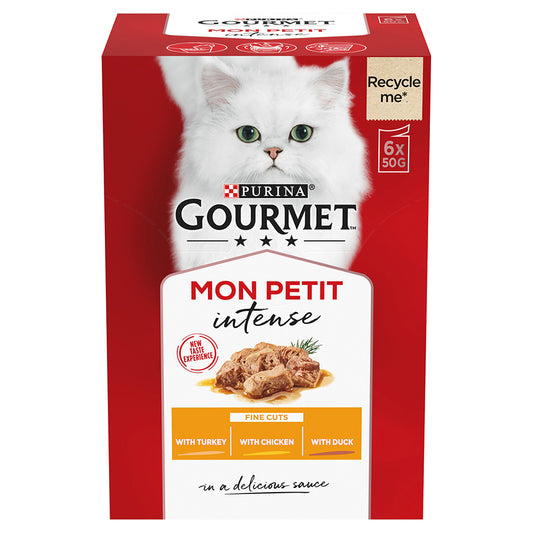 Gourmet Mon Petit Intense Wet Adult Cat Food Duck, Chicken & Turkey 6x50g