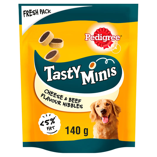 Pedigree Tasty Minis Adult Dog Cheese & Beef Nibbles 140g