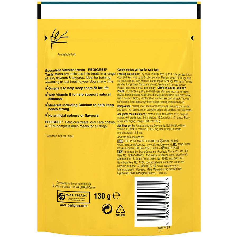 Pedigree Tasty Minis Adult Dog Treats Chicken & Duck 130g