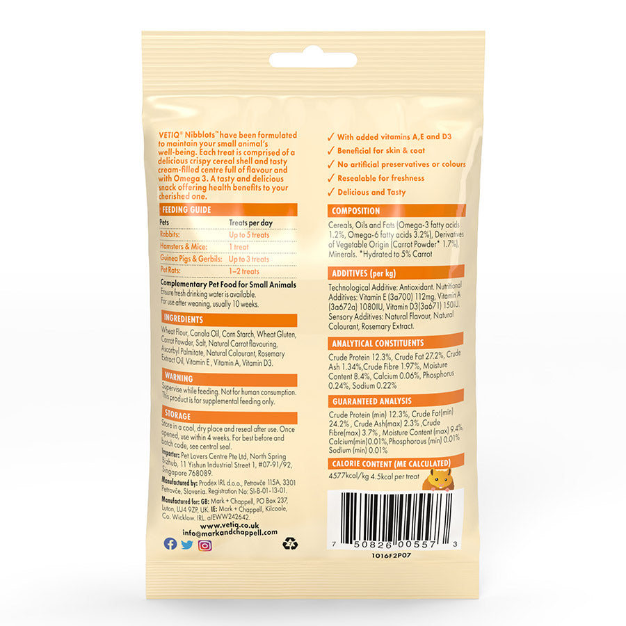VetIQ Nibblots Small Animals Carrot Treats 30g