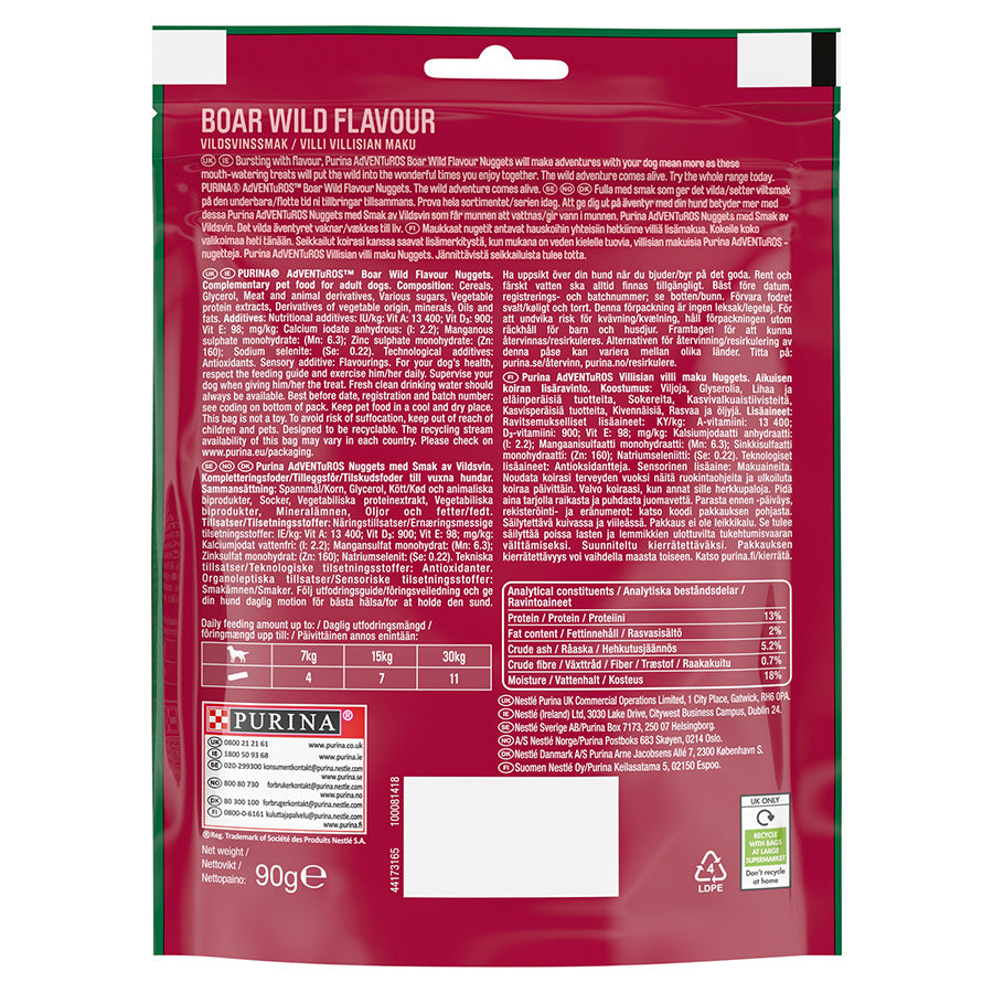 Adventuros Nuggets Dog Treats Wild Boar 90g