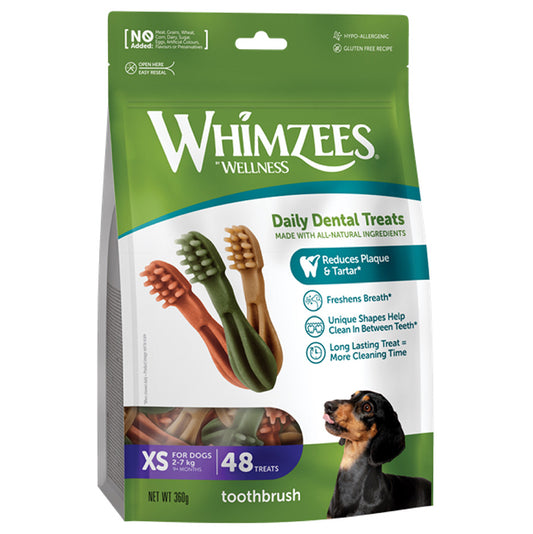 Whimzees Daily Dental Toothbrush For X Small Dogs 48 Pack 360g