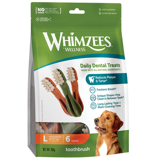Whimzees Daily Dental Toothbrush Large Dogs 6 Pack 360g