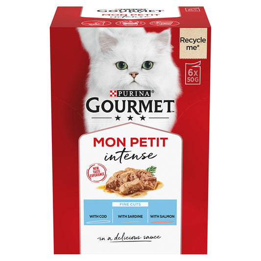 Gourmet Mon Petit Wet Cat Food Cod, Sardine & Salmon 6x50g