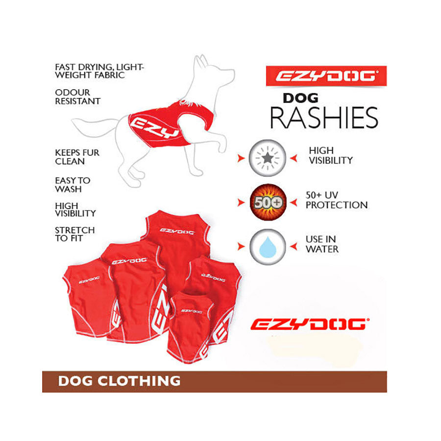 EzyDog UV Protection Dog Rash Vest Red Large