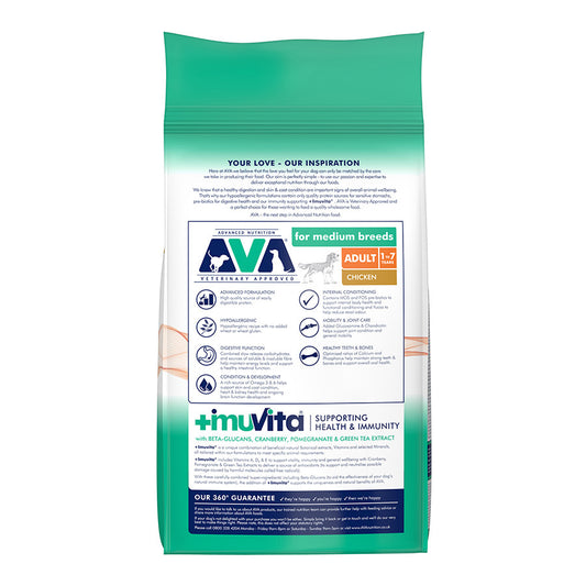 AVA Optimum Health Medium Breed Adult Dry Dog Food Chicken 15kg
