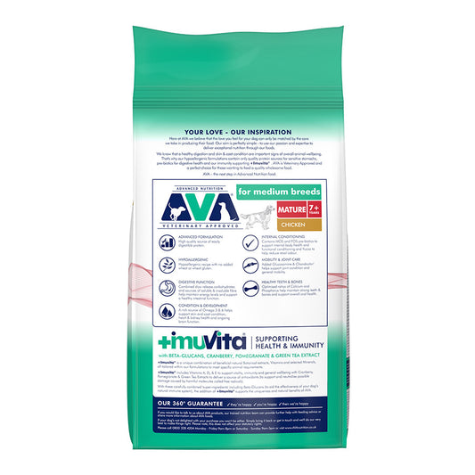 AVA Optimum Health Medium Breed Senior Dry Dog Food Chicken 15kg