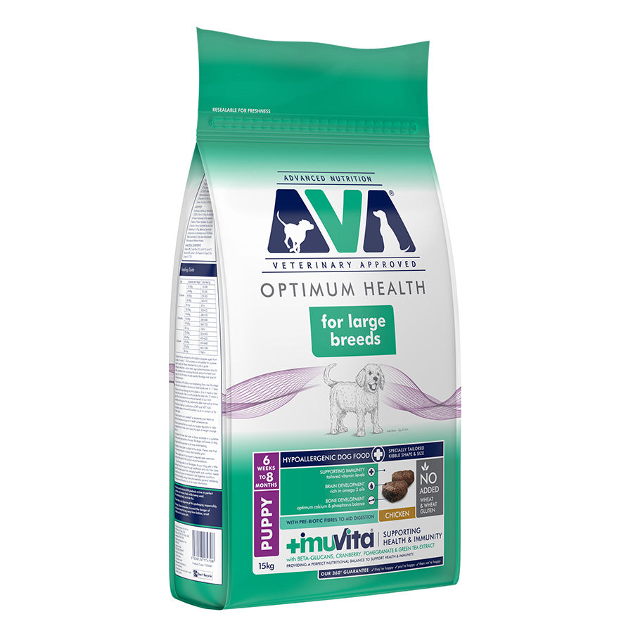 AVA Optimum Health Large Breed Puppy Dry Dog Food Chicken 15kg
