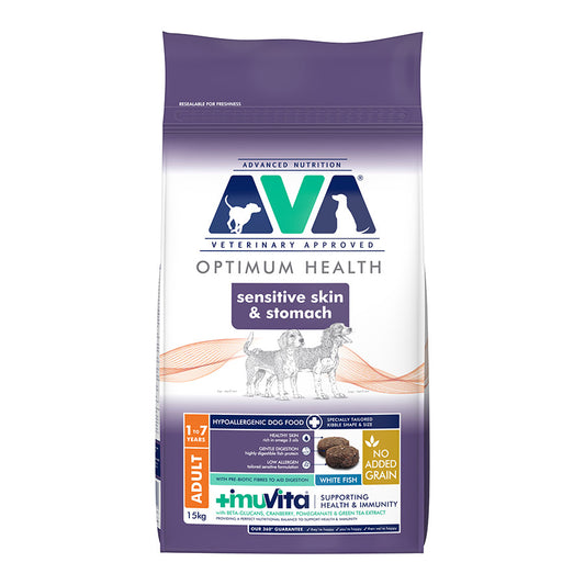 AVA Optimum Health Sensitive Skin & Stomach Dry Dog Food 15kg