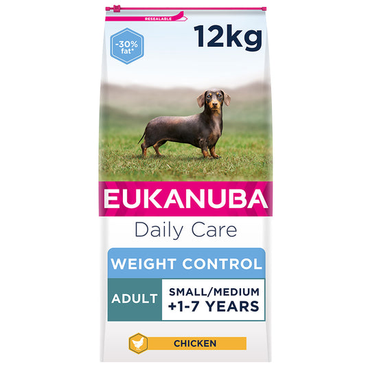 Eukanuba Daily Care Weight Control Small & Medium Adult Dry Dog Food Chicken 12kg