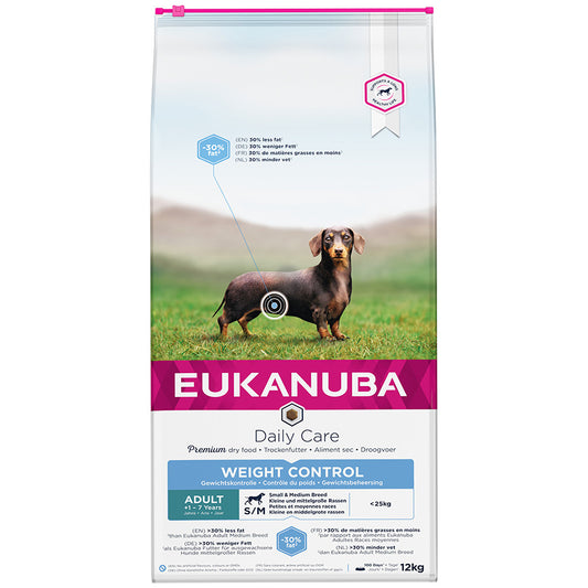 Eukanuba Daily Care Weight Control Small & Medium Adult Dry Dog Food Chicken 12kg
