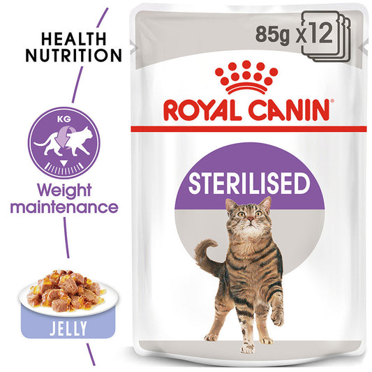 Royal Canin Feline Sterilised Wet Adult Cat Food in Jelly 12x85g
