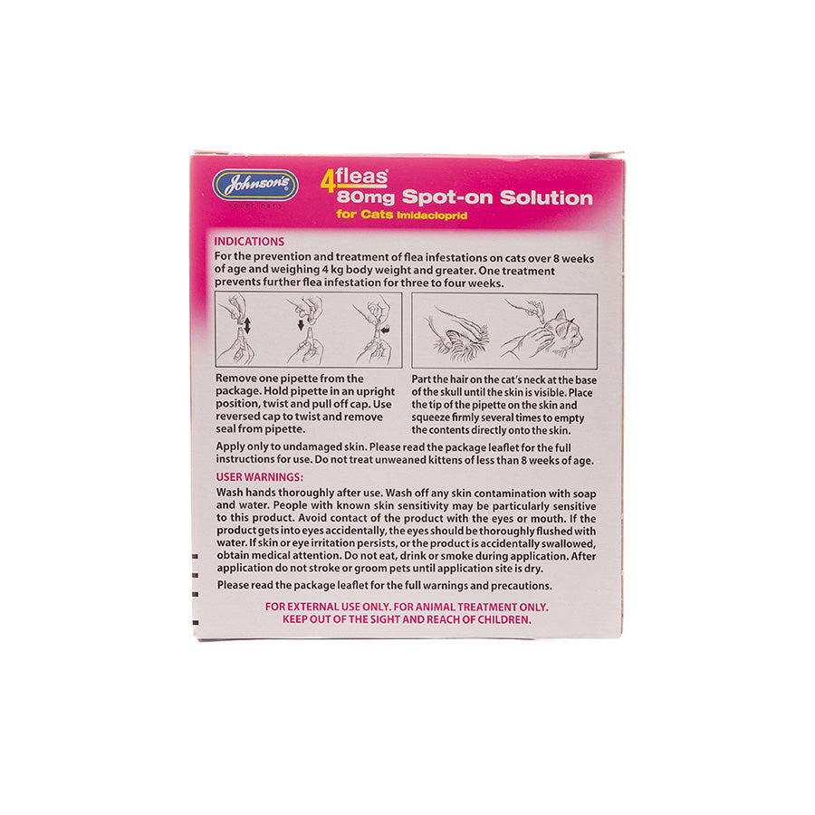 Johnsons 4fleas Spot-On For Cats Over 4kg 2 Pack