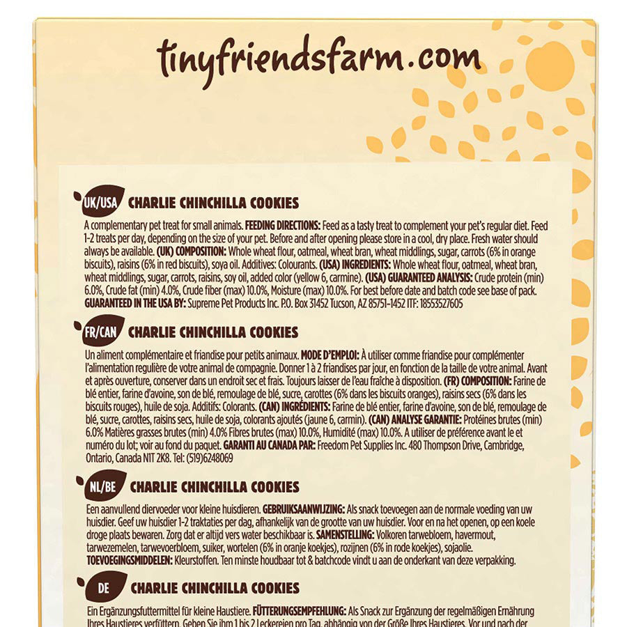 Tiny Friends Farm Charlie Chinchilla Cookies Treats with Raisin & Carrot 120g