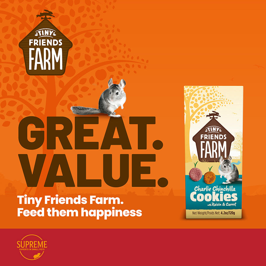 Tiny Friends Farm Charlie Chinchilla Cookies Treats with Raisin & Carrot 120g