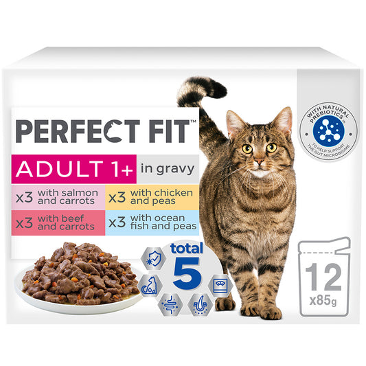Perfect Fit Advanced Nutrition Wet Adult Cat Food Mixed In Gravy 12x85g