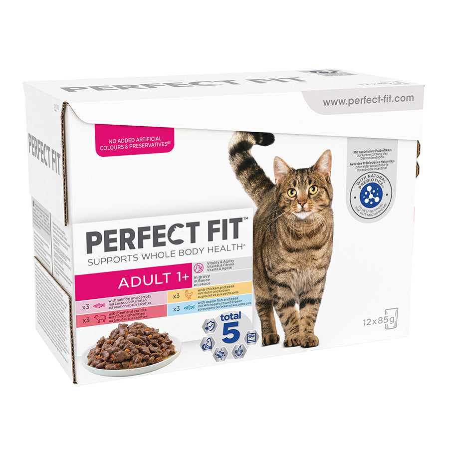 Perfect Fit Advanced Nutrition Wet Adult Cat Food Mixed In Gravy 12x85g
